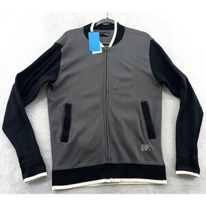 Five Four Sweater Mens Meduim Black & Gray Full Zip Cotton Blend Nick Wooster